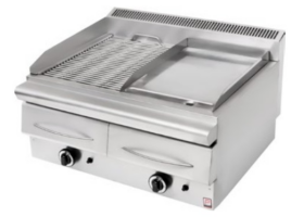 Γκριλ αερίου νερού διπλό με 1 πλάκα & 1 σχάρα 77x63x34cm Panaritis GPS2