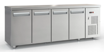 Ψυγείο πάγκος συντήρησης 500 Lt με 4 πόρτες GN και ψυκτικό μηχάνημα -2/+4°C 225x60x87cm Inox Dobros PSM22560