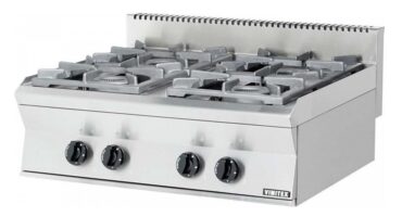 Εστία αερίου επιτραπέζια με 4 εστίες & μαντεμένιες σχάρες 80x70x25cm με βαλβίδες θερμοκόπιας Vimitex 204ST