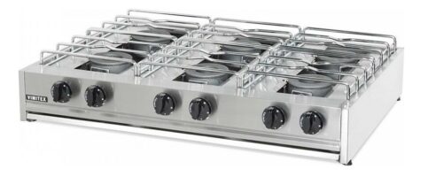 Εστία αερίου επιτραπέζια με 6 εστίες & σχάρες χρωμίου 120/104x70x20/25cm Vimitex 206-S