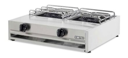 Εστία αερίου επιτραπέζια με 2 εστίες & σχάρες χρωμίου 70,5x62,5x20cm Vimitex 302A-S