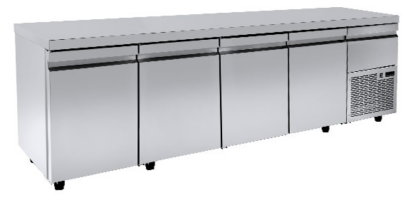 Ψυγείο πάγκος 224×70 συντήρησης με 4 πόρτες GN & ψυχόμενο χώρο πάνω από την μηχανή Niki Inox PA GN 224M