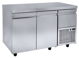 Ψυγείο πάγκος 157×70 συντήρησης με 2 μεγάλες πόρτες & ψυχόμενο χώρο πάνω από την μηχανή Niki Inox PA 70 157M