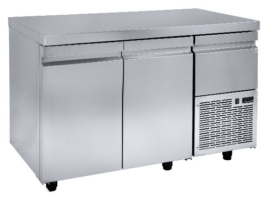 Ψυγείο πάγκος 157×80 συντήρηση με 2 πόρτες για λαμαρίνες 60×40 & ψυχόμενο χώρο πάνω από την μηχανή Niki Inox PA 80 157M