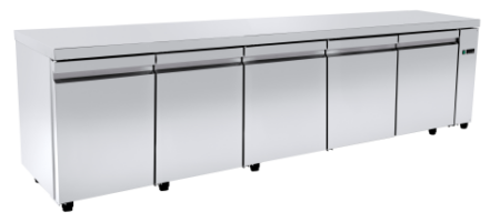 Ψυγείο πάγκος συντήρηση 240×70 με 5 πόρτες GN χωρίς ψυκτικό μηχάνημα Niki Inox PA GN 240A