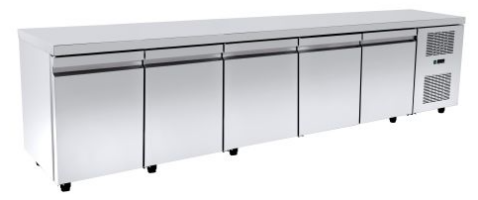 Ψυγείο πάγκος 275×70 κατάψυξη με 5 πόρτες GN & ψυκτικό μηχάνημα Niki Inox PA GN 275MF