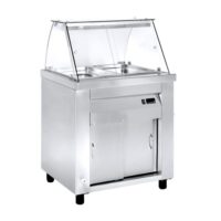 Μπαιν Μαρί 75x70 για 2 GN 1/1 επιδαπέδιο με βιτρίνα Niki Inox MM ED 75G