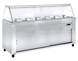 Μπαιν Μαρί 204x70 για 6 GN 1/1 επιδαπέδιο με βιτρίνα Niki Inox MM ED 204G