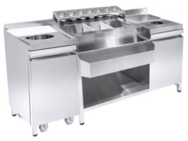 Bar Station 179cm με αμπάρι σκουπιδιών σε ρόδες Niki Inox BS NE 179