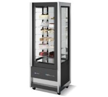 Βιτρίνα συντήρηση-κατάψυξη ζαχαροπλαστικής πανοραμική (565lt-750×745×2062mm) ISA Cristal Tower 75 RV TB/TN BLACK