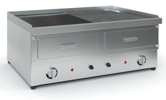 Πλατώ ηλεκτρικό διπλό 1/2 λείο 1/2 ραβδωτό 70×56×31cm Tzethan TX7