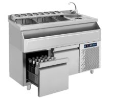 Bar Station 139cm ψυχόμενο με 2 συρτάρια GN για μπουκάλια Bambas Frost BRST-PSS 139