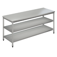 Τραπέζι εργασίας 180×70×85 inox με ενδιάμεσο ράφι TPD7